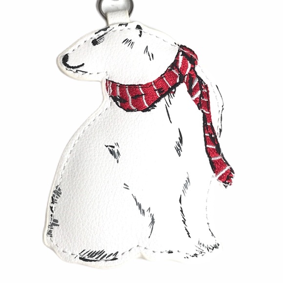Vera Bradley Bag Charm Beary Merry, White, Red - Picture 3 of 5
